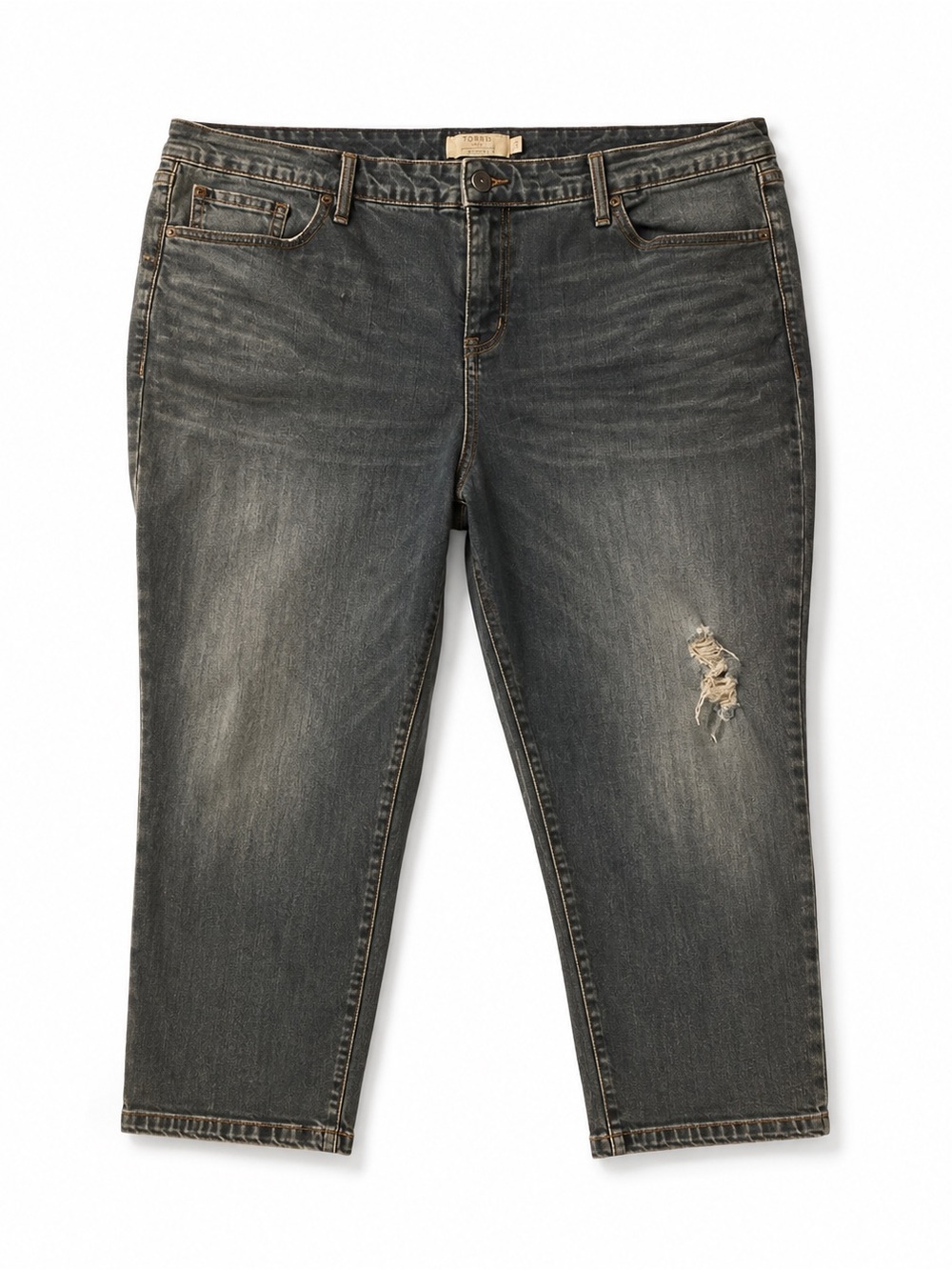 Torrid Mid Rise Straight Jeans Women’s Size 26 Distressed Capri Crop